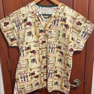 Festive Christmas Scrub Top